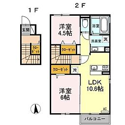 グリーンハイツ 2LDKの間取図画像