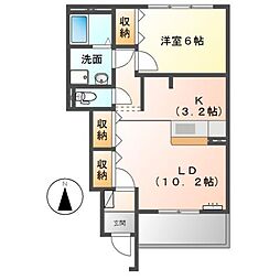 コンフォートグリーンヒルズ 1LDKの間取図画像