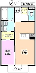 ウィズハイム上田 1LDKの間取図画像
