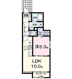 プラーム上田II 1LDKの間取図画像