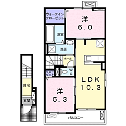 ルチア1 2LDKの間取図画像