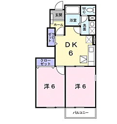 コンフォーレオサダ 2DKの間取図画像