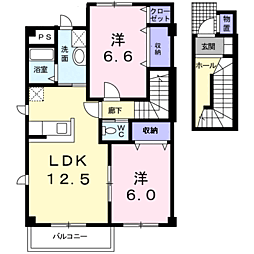 アルカンシエルB 2LDKの間取図画像