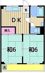 大沢ビル 4階2DKの間取り