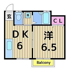 ロゼットハウス 1階1DKの間取り