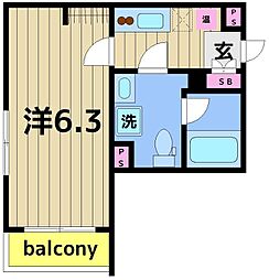 ランドヴィル千住柳町 1階1Kの間取り