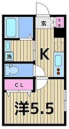 パークヒルズ竹ノ塚 1階1Kの間取り