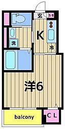 robot home 千住大橋 201 2階1Kの間取り