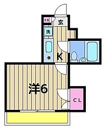 コーポラミアール 1Kの間取図画像