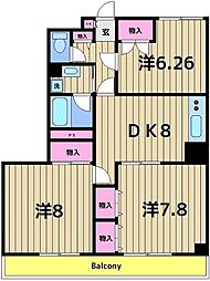 ドービエール壱番館 3DKの間取図画像