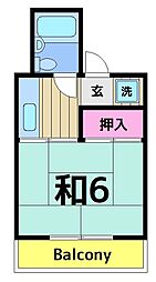 東栄マンション 1Kの間取図画像