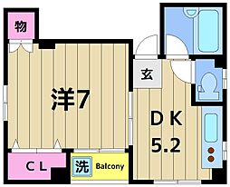 カタオカビル 1DKの間取図画像
