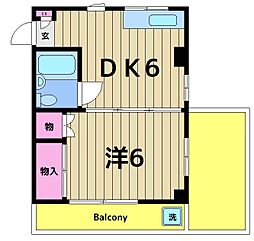 パークハイツ桜木 1Kの間取図画像