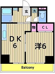 アイディパレス渕江 1DKの間取図画像