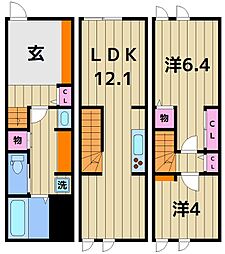 MOK-TERRACE AOI 2LDKの間取図画像