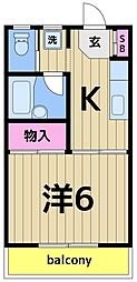 コーポ豊 1Kの間取図画像