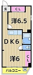 サンライトコーポ 2DKの間取図画像
