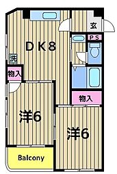 キャッスル増田 2DKの間取図画像