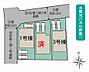 キッチン：区画図、北坂戸駅徒歩6分、全3棟のこだわりの永住邸分譲地♪1号棟角地、カースペース2台♪太陽光パネル搭載住宅です。同仕様建物のご案内致します♪残2棟です。