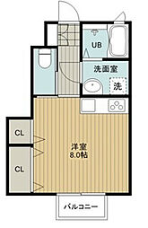 クレアシオン 1階ワンルームの間取り