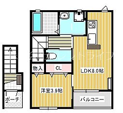 Grand　Field　中高津 2階1LDKの間取り