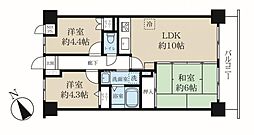 フローレンスパレス矢部 3LDKの間取図画像