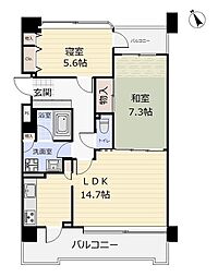 ライオンズマンション愛宕大橋リバーサイド 2LDKの間取図画像