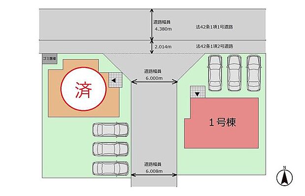 全2棟の配置がわかる全体区画図