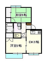 ローズハイツ1 2DKの間取図画像