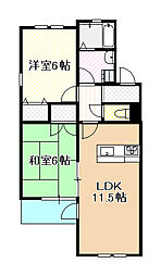 グレンフォールヤスダA 2LDKの間取図画像