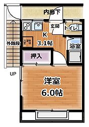 メゾン初音 1Kの間取図画像