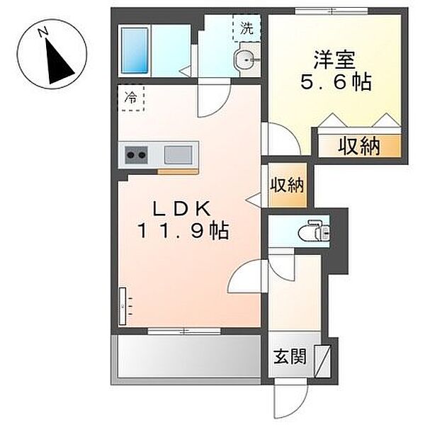 アンジュ ｜愛知県名古屋市中川区富田町大字千音寺字西屋敷(賃貸アパート1LDK・1階・44.15㎡)の写真 その2