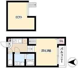 La　Fonte 2階1Kの間取り