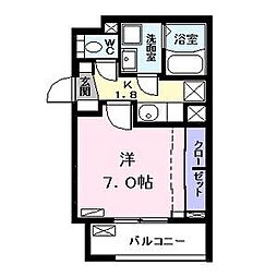 カーサ川前 2階1Kの間取り