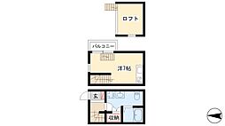 ヴィラ　アメリア 1階1Kの間取り