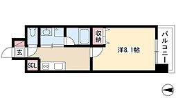 ララステージ熱田 6階1Kの間取り