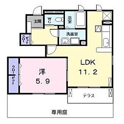 ポラリス 1階1LDKの間取り