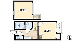 Creo荒子壱番館 1Kの間取図画像