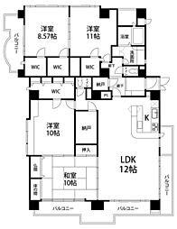 Cent　Bouno 9階4SLDKの間取り