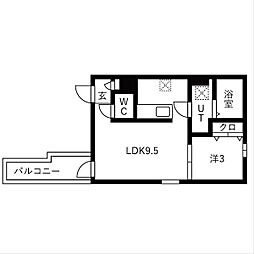 カーササクラーレ 1LDKの間取図画像
