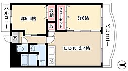 アビタシオン一番 6階2LDKの間取り