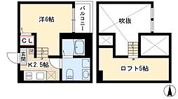 Kレジデンス名駅 1階ワンルームの間取り