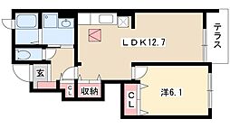 オーベルジーヌ・ドゥー 1階1LDKの間取り