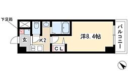 ベルフローラ白鳥 2階1Kの間取り