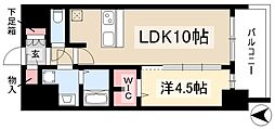 プレサンス名古屋グロウ 8階1LDKの間取り