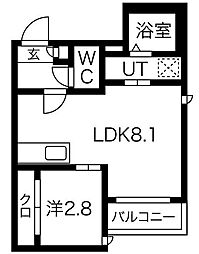 Grandtic Smart 山王 2階1LDKの間取り