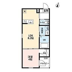 クレリア花池町 2階1LDKの間取り