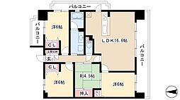 スクエア名古屋港 5階4LDKの間取り