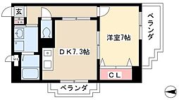 センチュリーパーク八熊 4階1DKの間取り