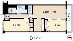 ソーラスフロント富船 2階2LDKの間取り